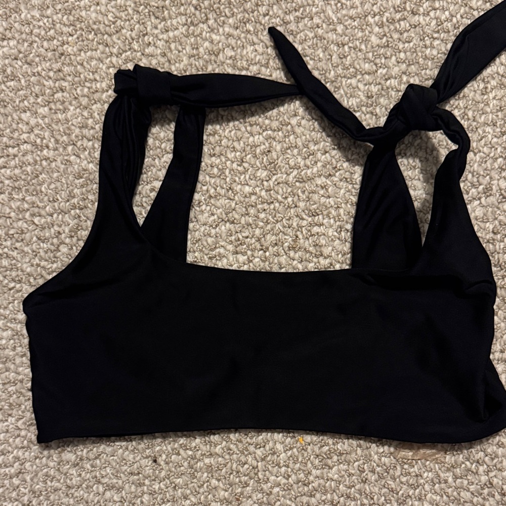 Mikoh Black Tie-Shoulder Crop Top